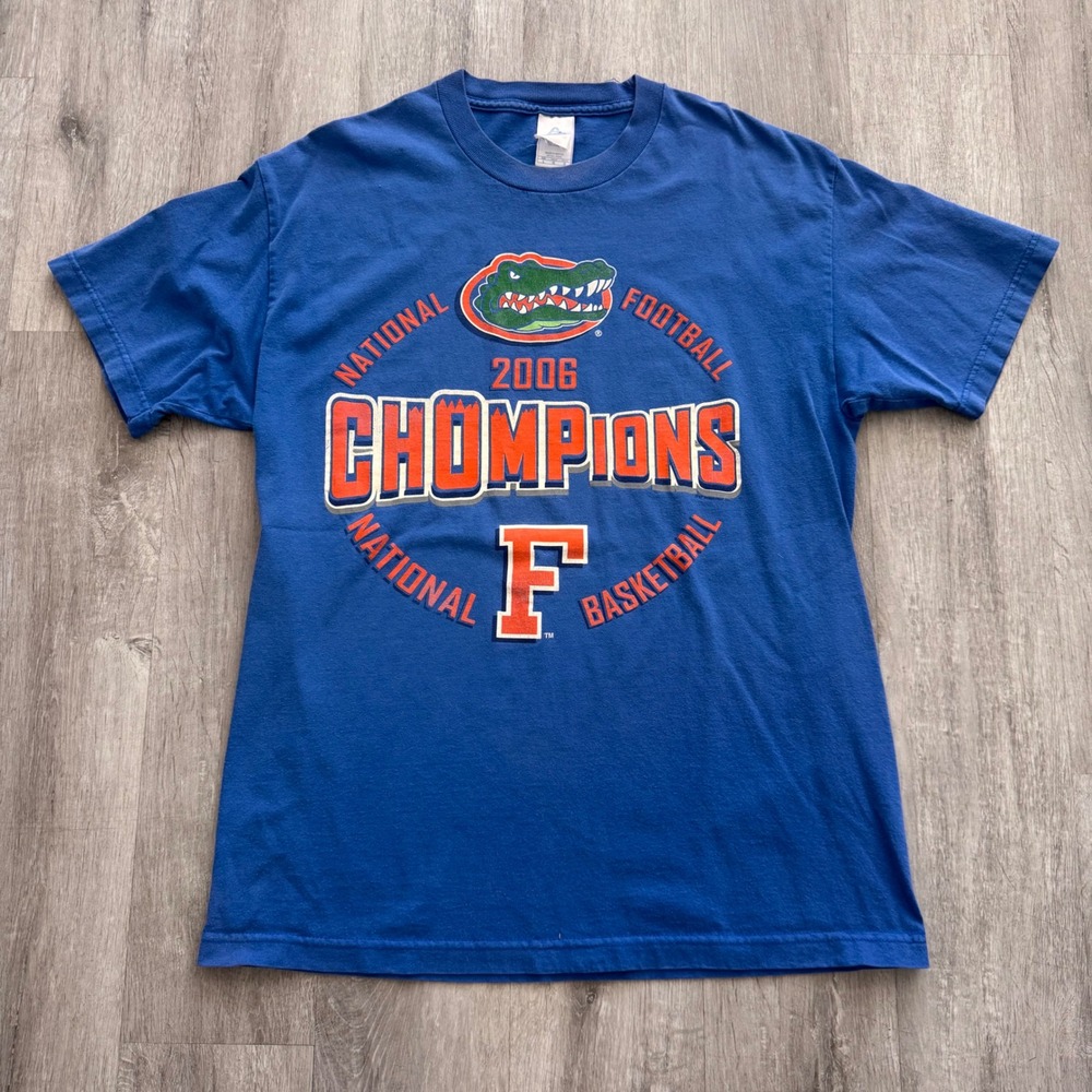 Vintage Florida Gators 2006 National Champions T-Shirt Blue AAA Mens Large